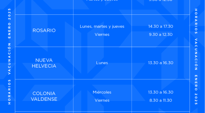 Horarios vacunación ENERO 2024